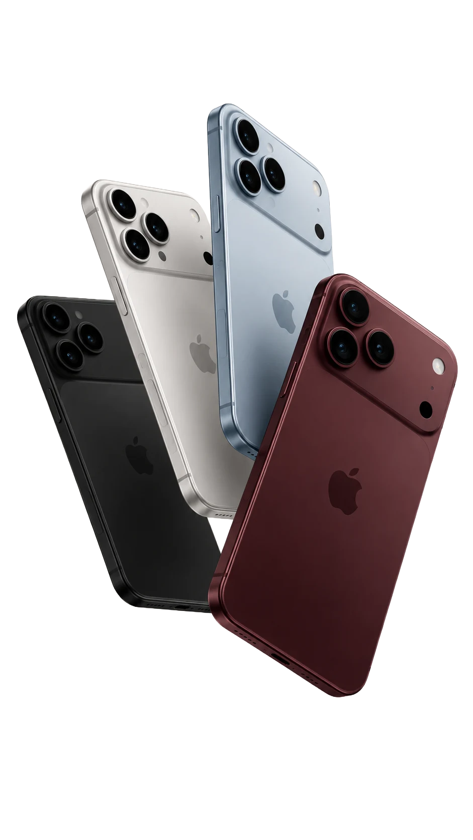 Composição de iPhones em diferentes cores